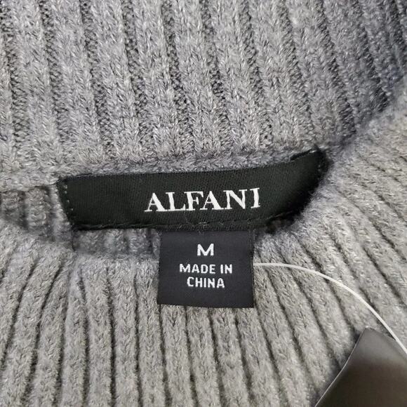 Alfani Ribbed Knit Sweater Womens Size M Gray Pewter Long Sleeve Mock Neck - Picture 9 of 11